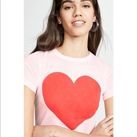 New Chaser Vintage Inspo Red Heart Barbiecore Style Pink Short Sleeve Tee Medium - Picture 5 of 15